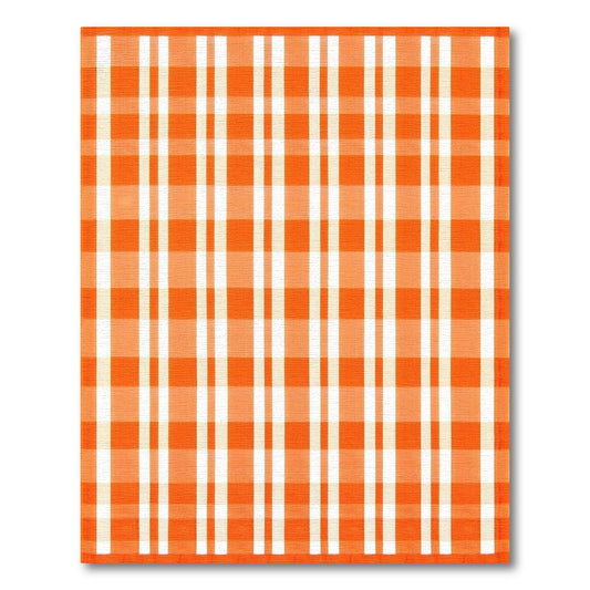 Bold Orange White Checkered Pattern Rug