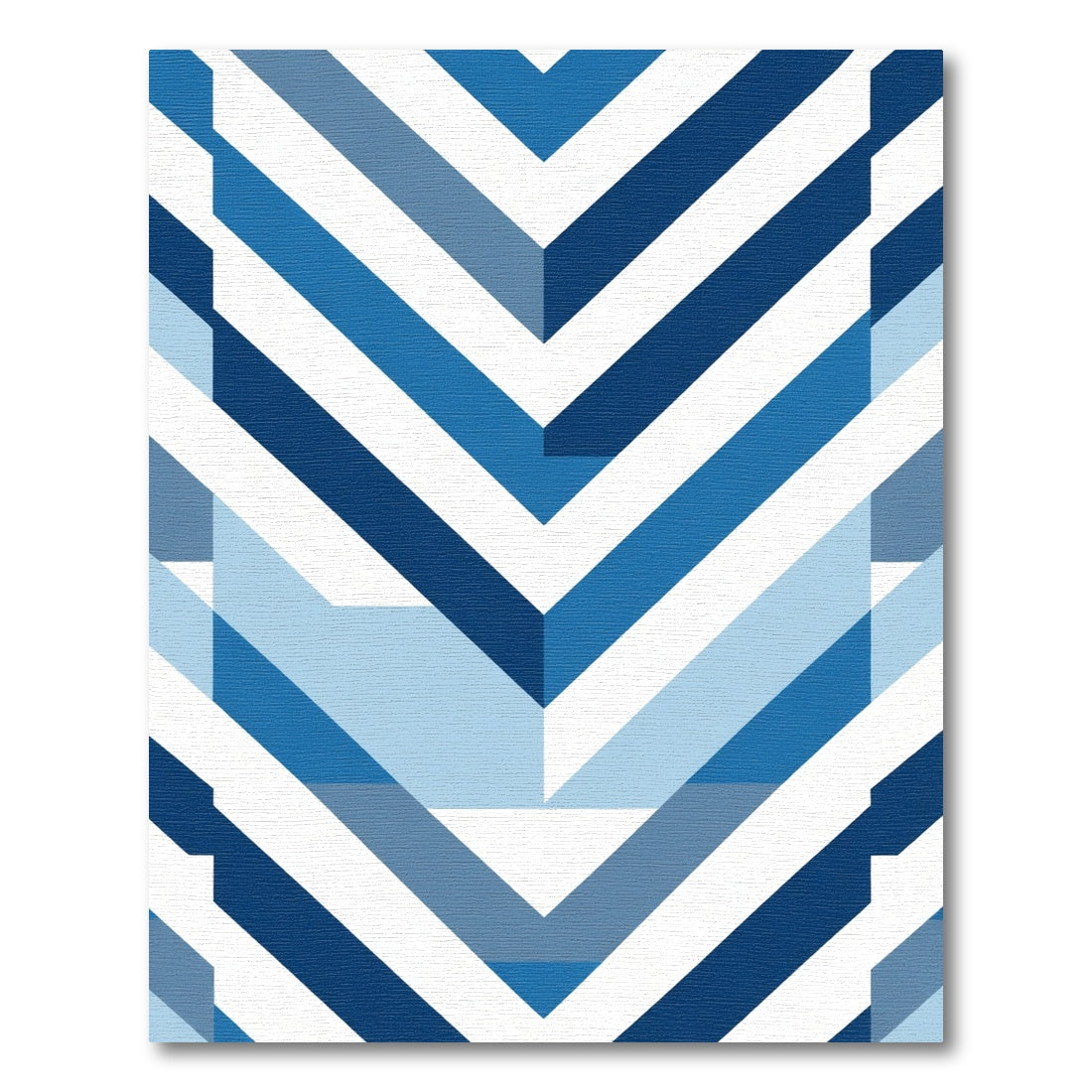 Modern Blue Geometric Chevron Stripe Rug
