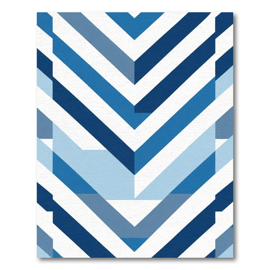 Modern Blue Geometric Chevron Stripe Rug