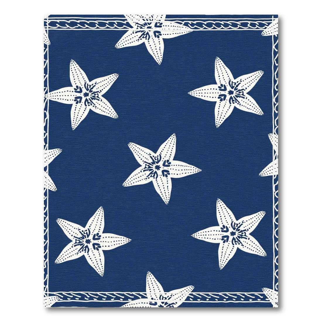Navy White Starfish Border Rug