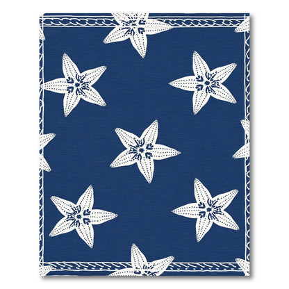 Navy White Starfish Border Rug