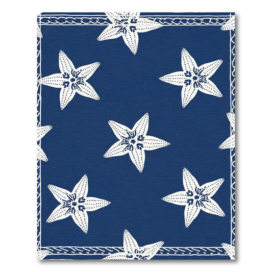 Navy White Starfish Border Rug