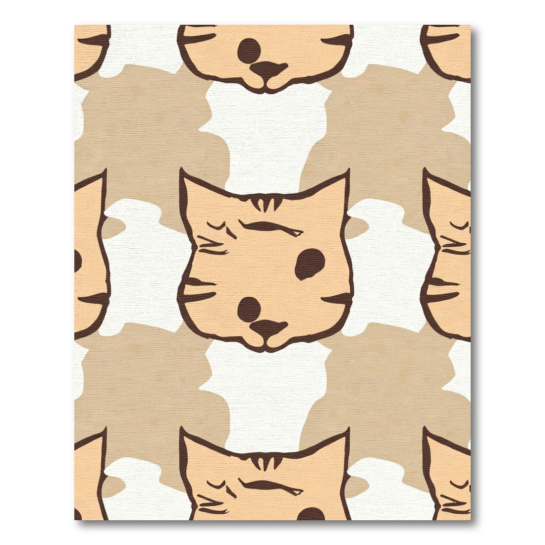 Whimsical Cat Faces Beige Camo Rug