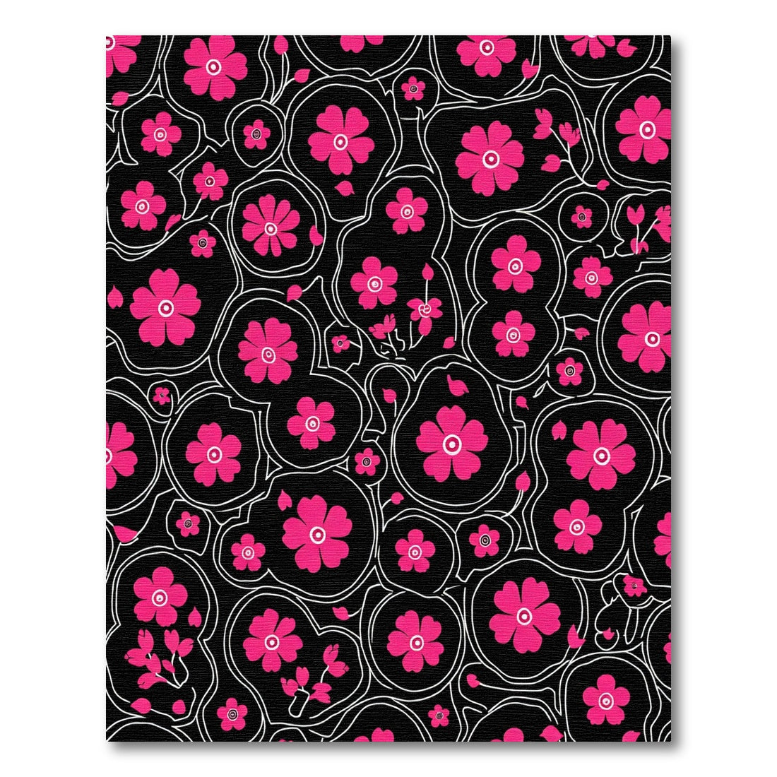 Vibrant Fuchsia Floral Organic Art Rug