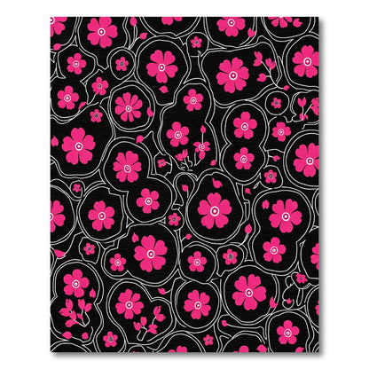 Vibrant Fuchsia Floral Organic Art Rug