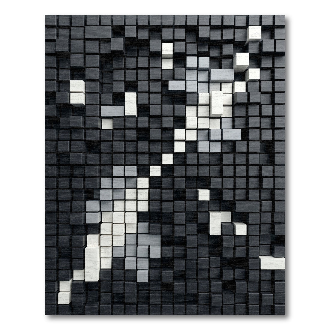 Monochromatic Geometric 3D Abstract Block Rug