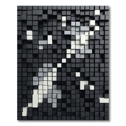 Monochromatic Geometric 3D Abstract Block Rug