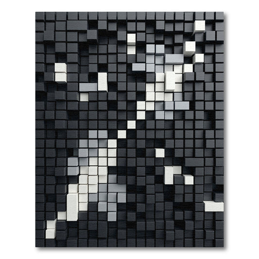 Monochromatic Geometric 3D Abstract Block Rug