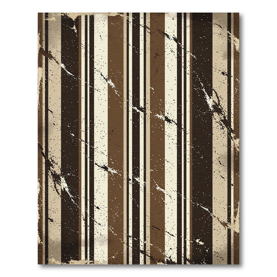 Dark Earthy Tones Vertical Stripe Splatter Rug