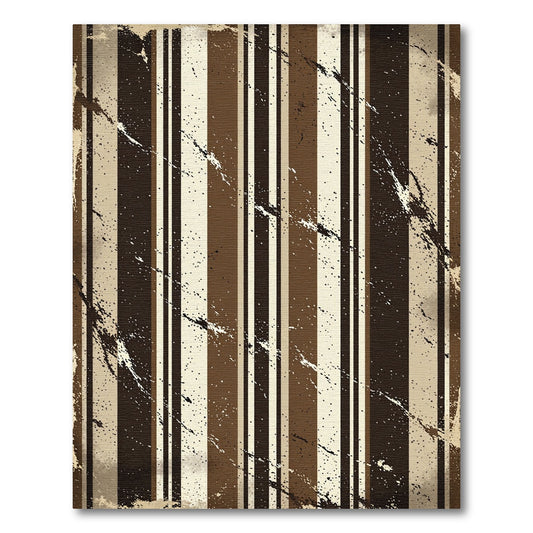 Dark Earthy Tones Vertical Stripe Splatter Rug
