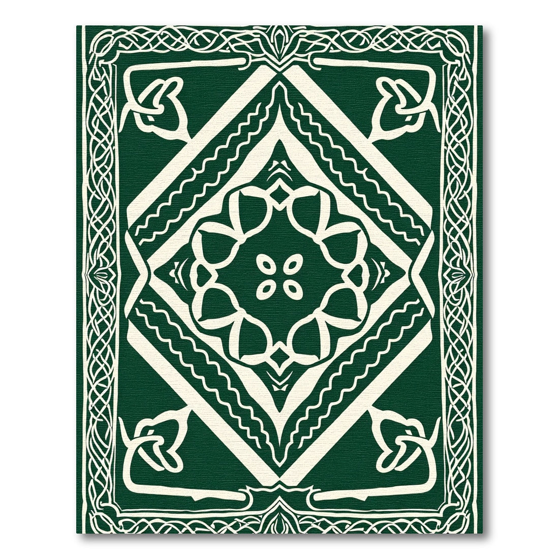 Emerald Cream Celtic Knot Medallion Rug
