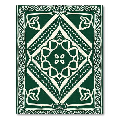 Emerald Cream Celtic Knot Medallion Rug