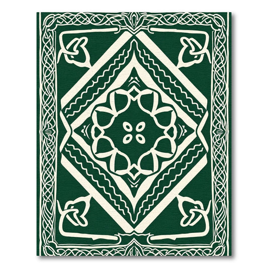 Emerald Cream Celtic Knot Medallion Rug