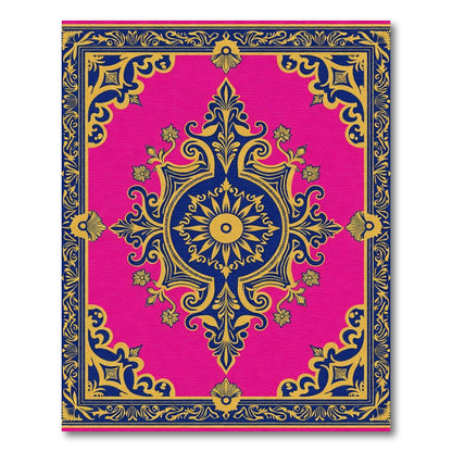Vibrant Hot Pink Geometric Medallion Rug