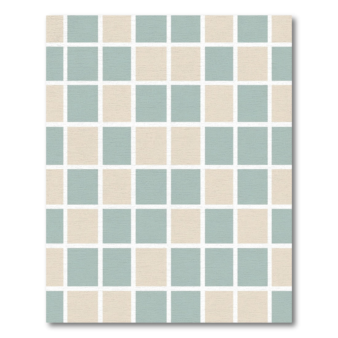 Soft Sage Cream Checkered Squares Rug