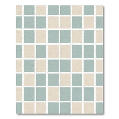 Soft Sage Cream Checkered Squares Rug
