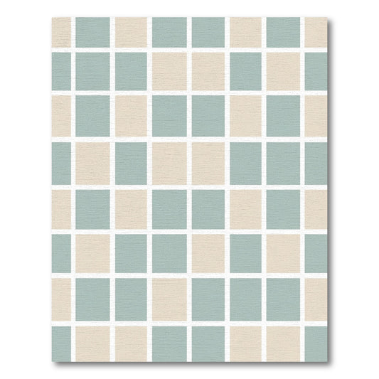 Soft Sage Cream Checkered Squares Rug
