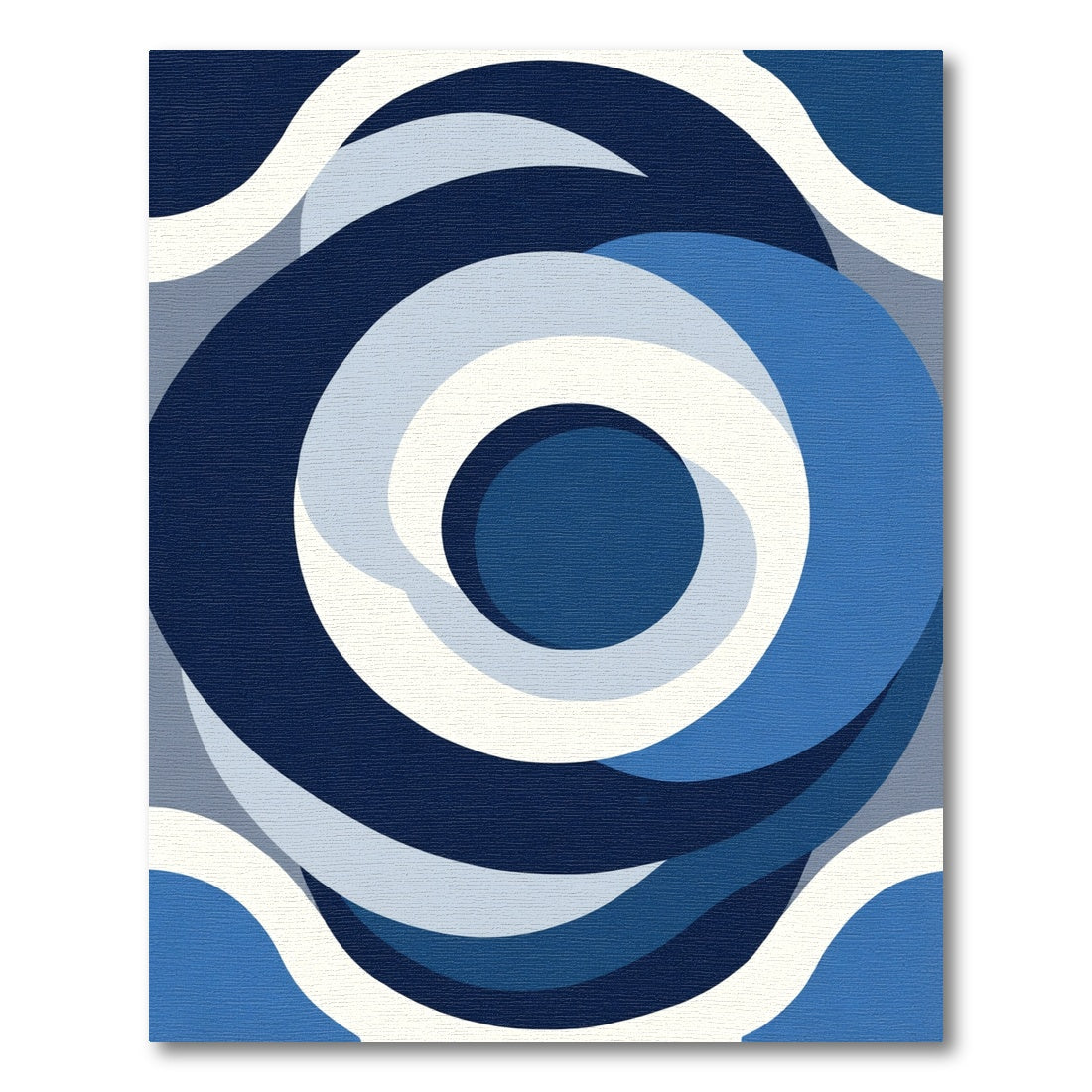 Abstract Blue Swirl Layered Rings Rug