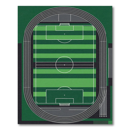 Geometric Green Soccer Pitch Field Rug