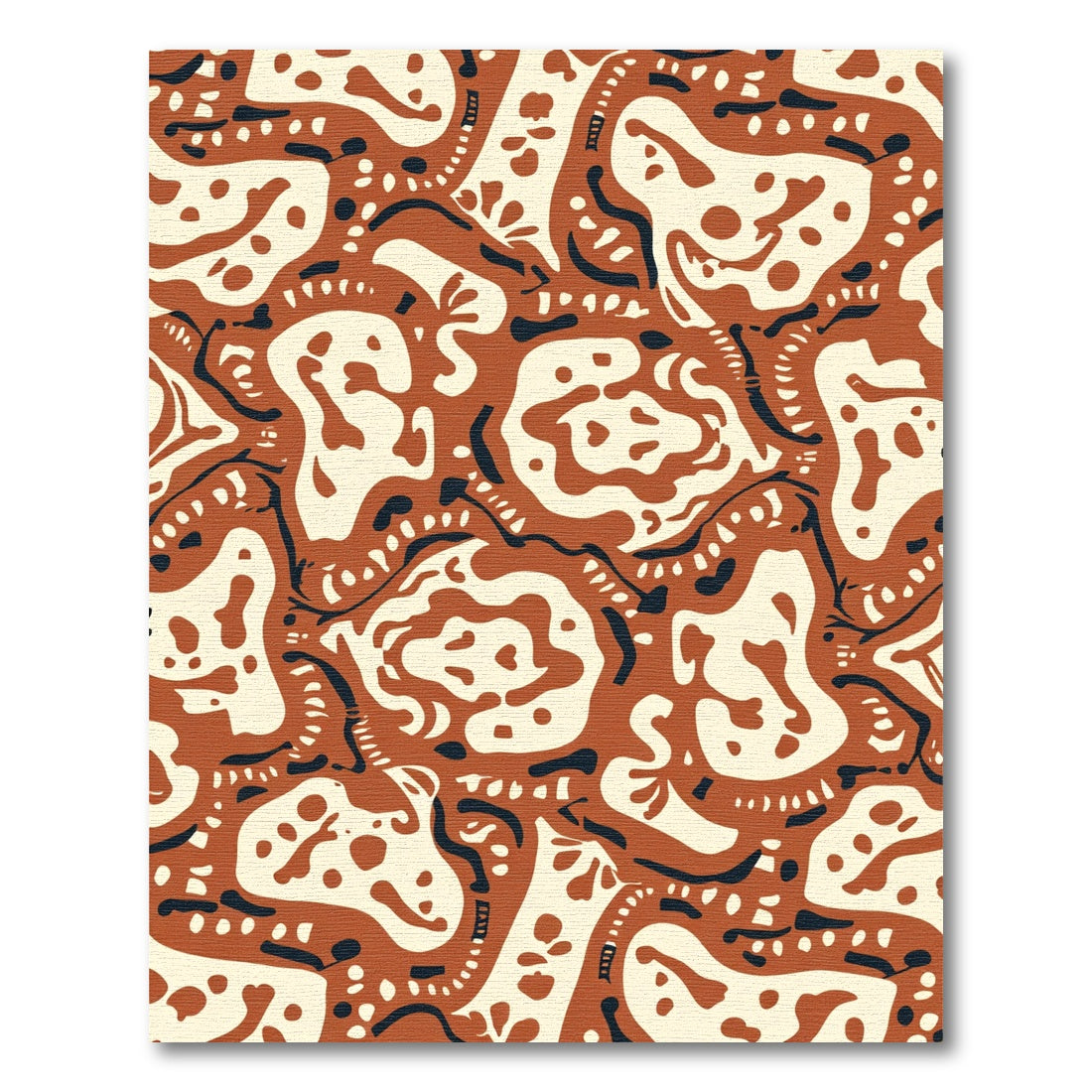 Abstract Terracotta Cream Organic Shapes Rug