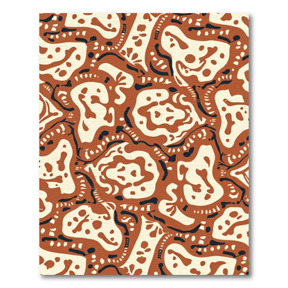 Abstract Terracotta Cream Organic Shapes Rug