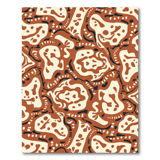 Abstract Terracotta Cream Organic Shapes Rug