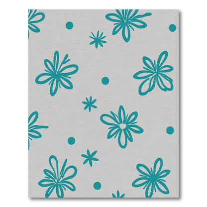 Teal Sunburst Floral Dots Rug