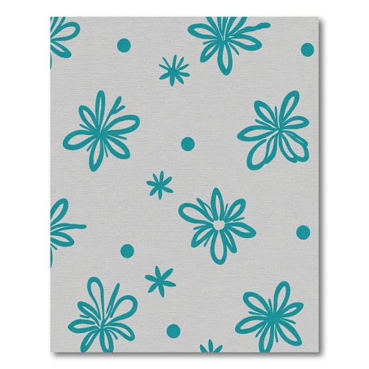 Teal Sunburst Floral Dots Rug