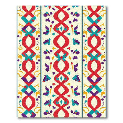 Crimson and Teal Vertical Tribal Stripe Rug