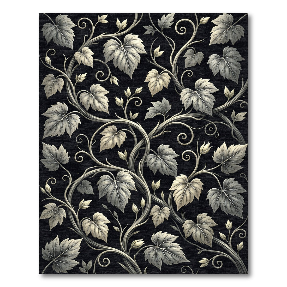 Elegant Cream Vine Leaf Tapestry Rug