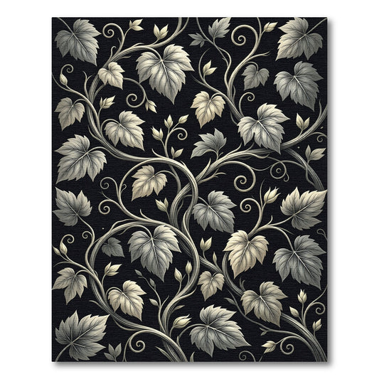 Elegant Cream Vine Leaf Tapestry Rug