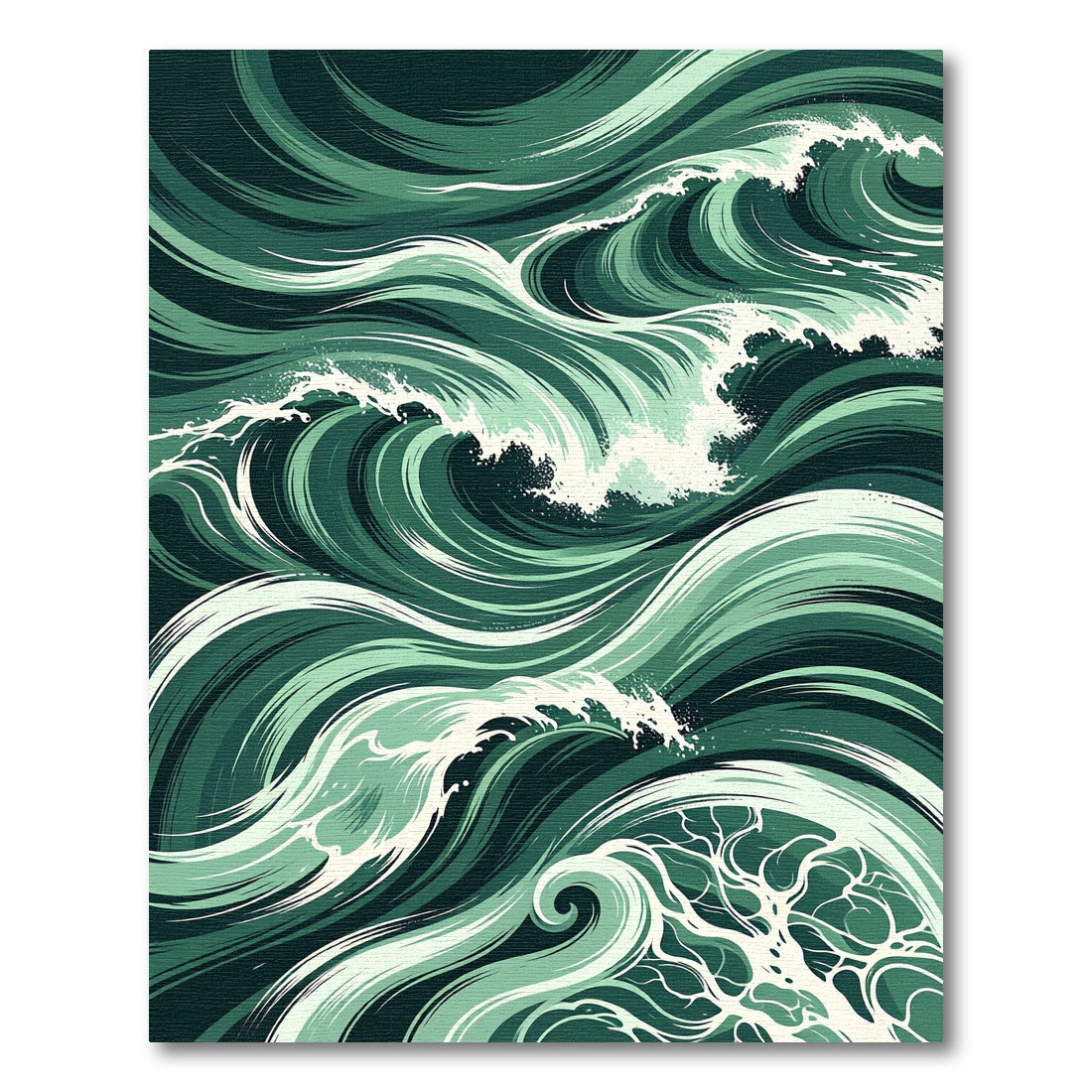 Ethereal Deep Green Oceanic Wave Rug