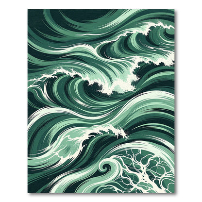 Ethereal Deep Green Oceanic Wave Rug