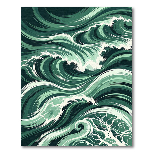 Ethereal Deep Green Oceanic Wave Rug
