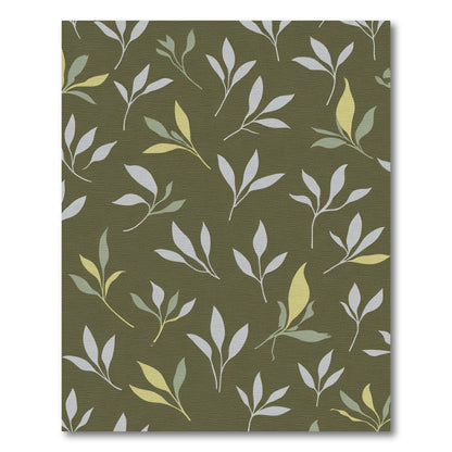 Earthy Green Sage Leaf Scatter Rug