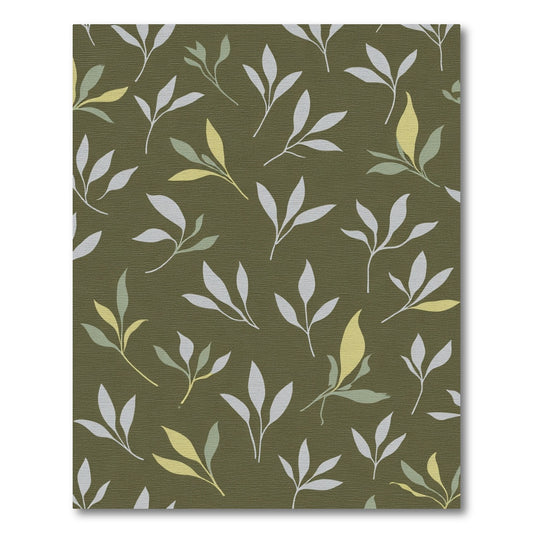 Earthy Green Sage Leaf Scatter Rug