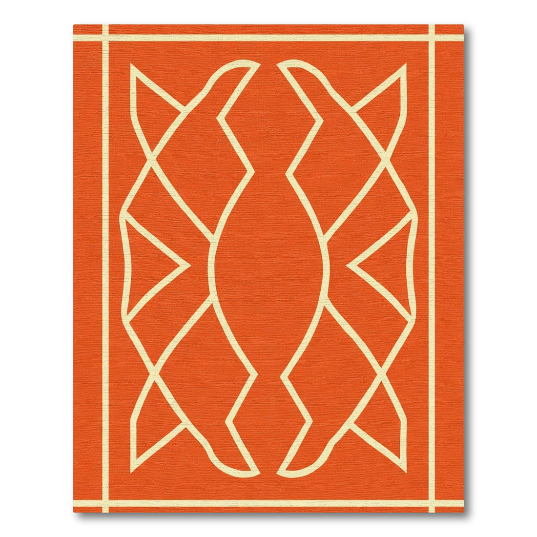 Orange Cream Abstract Geometric Medallion Rug