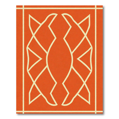 Orange Cream Abstract Geometric Medallion Rug