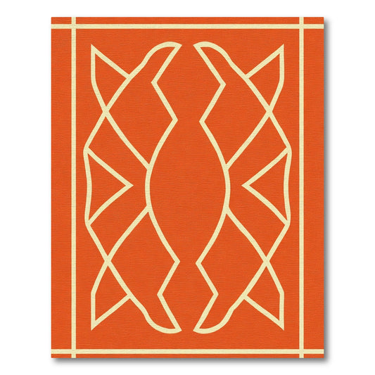 Orange Cream Abstract Geometric Medallion Rug