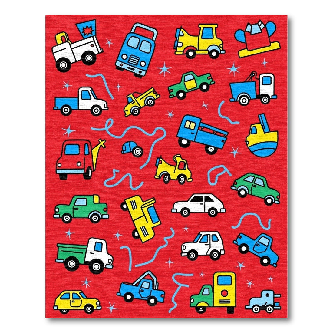 Red Bubbly Vehicle Collection Rug