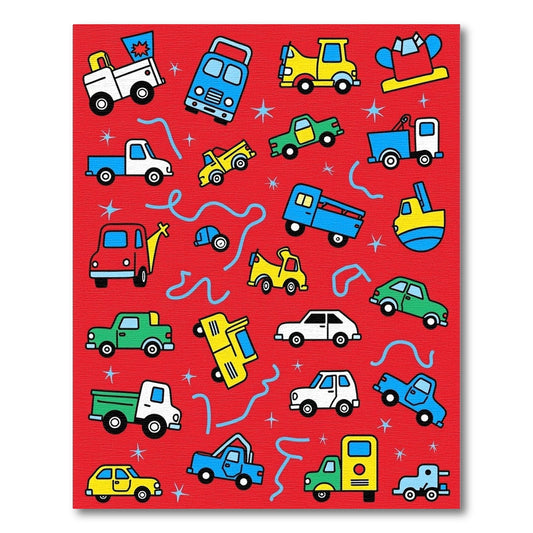 Red Bubbly Vehicle Collection Rug