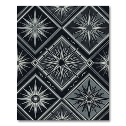 Modern Monochrome Celestial Geometric Diamond Rug