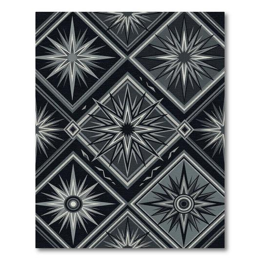 Modern Monochrome Celestial Geometric Diamond Rug