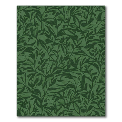 Deep Forest Green Botanical Vines Rug