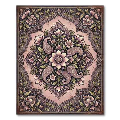 Vintage Blush Paisley Floral Medallion Rug