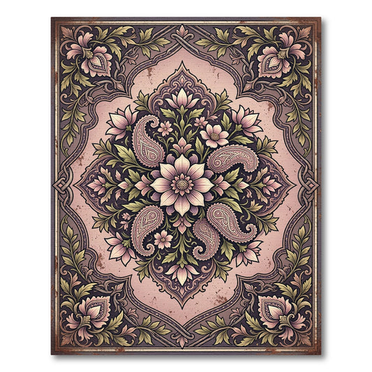 Vintage Blush Paisley Floral Medallion Rug