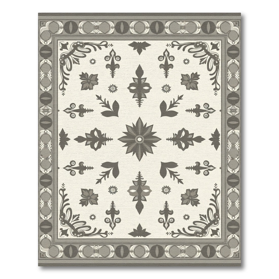 Vintage Sepia Floral Medallion Rug