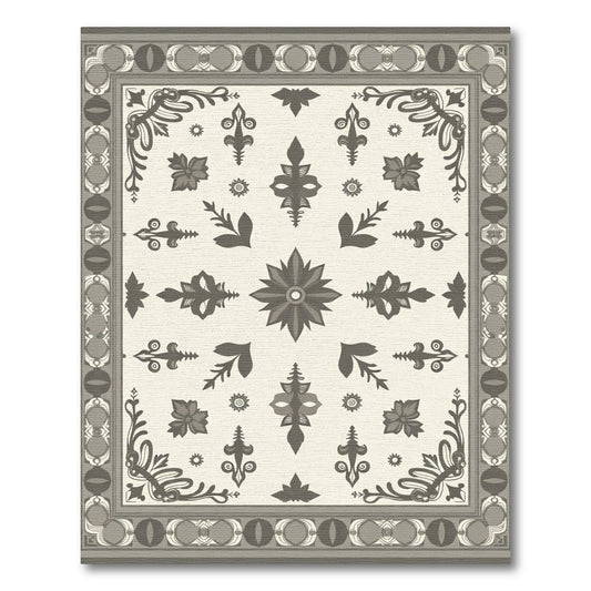 Vintage Sepia Floral Medallion Rug