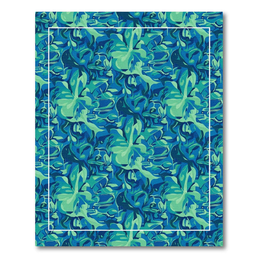 Ocean Waves Floral Abstract Rug