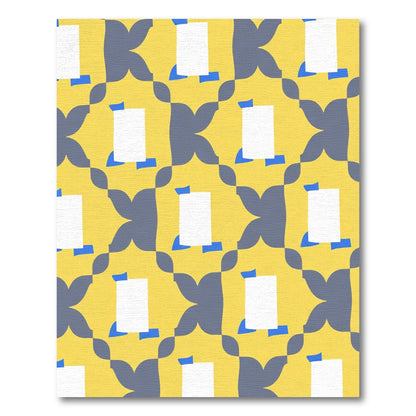 Yellow Gray Abstract Geometric Kite Rug